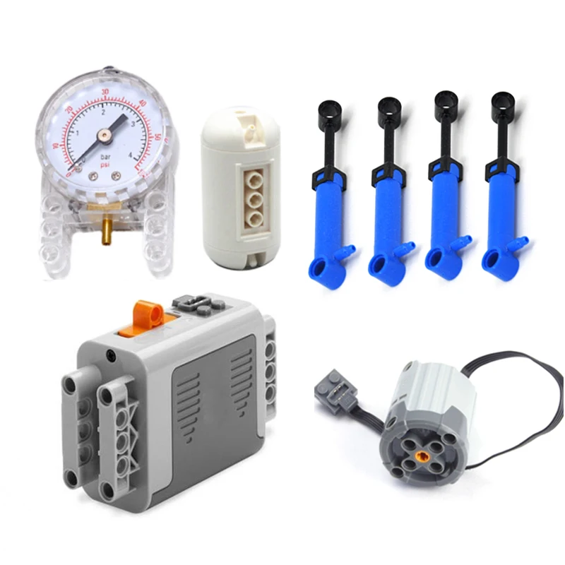 Technical MOC Pneumatic Pump Compact Building Blocks Model with 64065 75974  Airtank Pressure Gauge Manometer MOC Parts DIY Toys