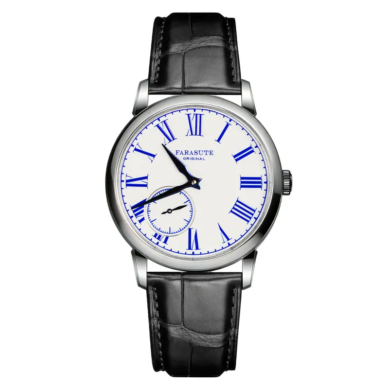 Mechanical Watch Blue and White Retro Ultra-thin 80-hour Long Power Manual Mechanical Waterproof Business Men's Watch view 6