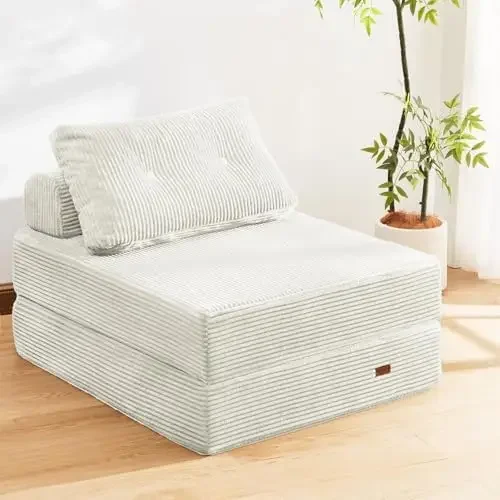 Folding Sofa Bed Chair, Sleeper Chair for Adults with High-Density Foam and Pillow,Portable 3 in 1Folding Chair Bed for