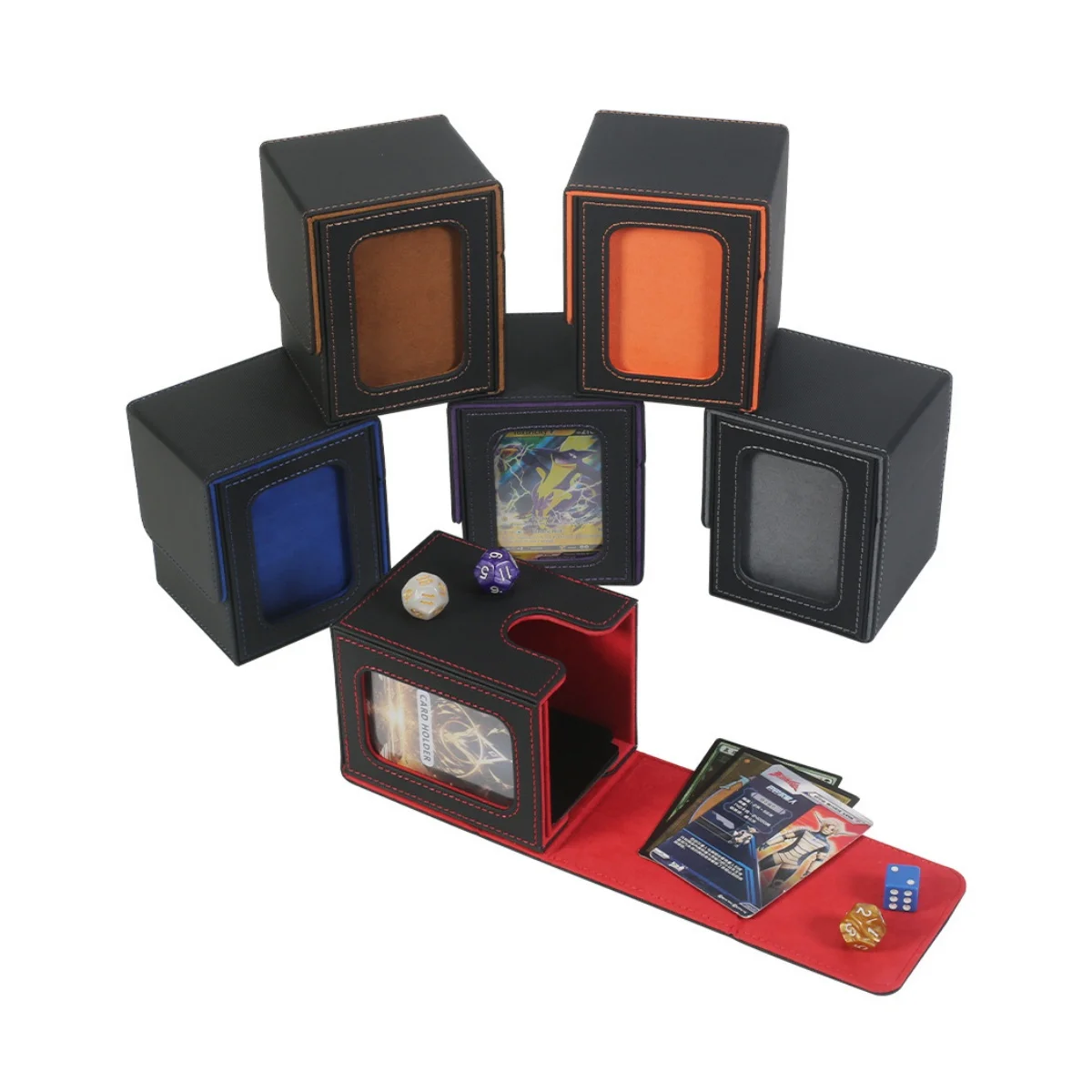 

Коробка для спортивных карт с окошком для демонстрации, коробка для хранения коллекционных карт, вмещает более 120 карт в индивидуальных обложках, магнитная коробка из искусственной кожи.