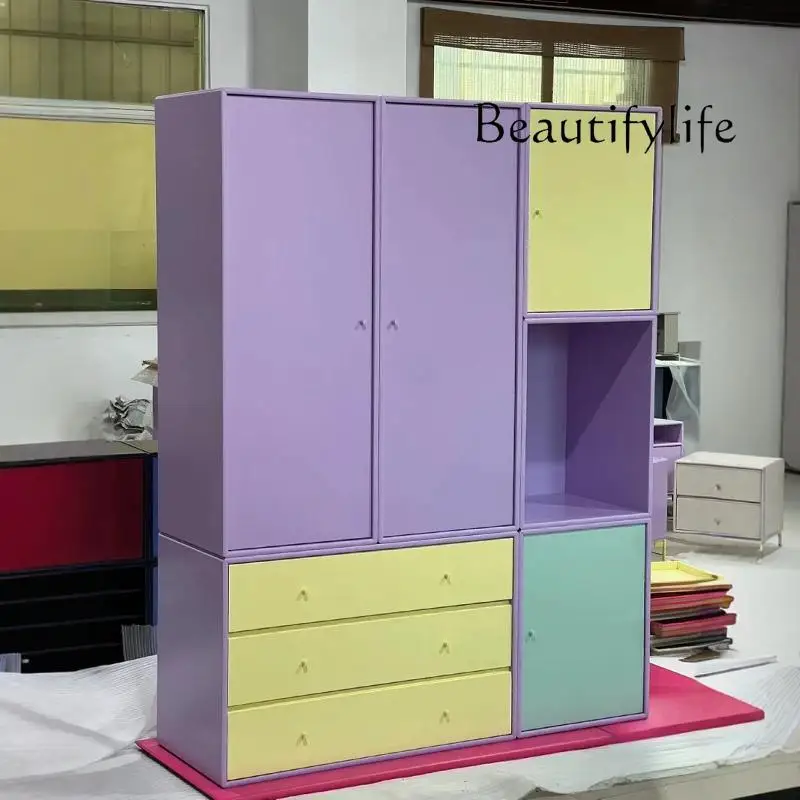 

Bedroom Home Children's Wardrobe Combination Cabinet with Drawer Storage Locker Modern Simple