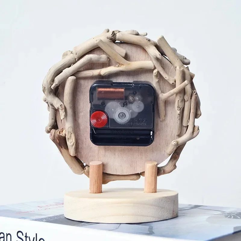 Log desktop clock clock, living room home simple clock ornament