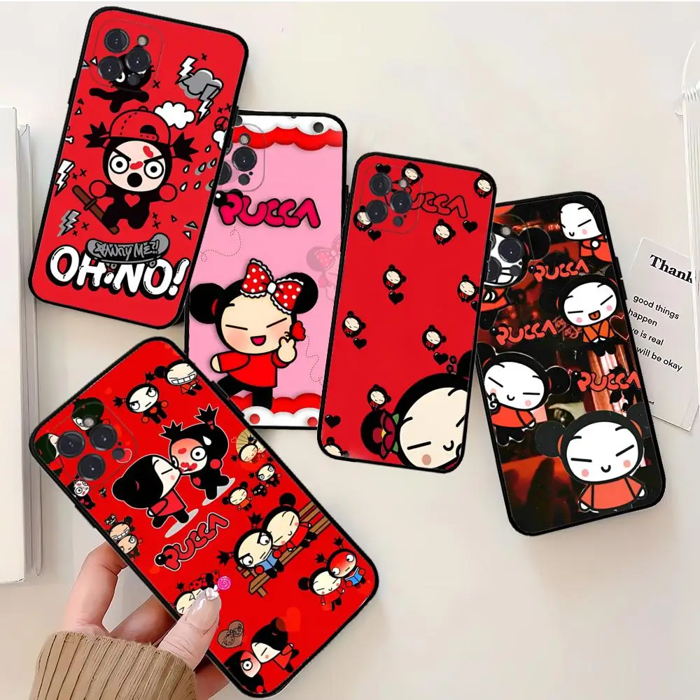 Cute Cartoon Pucca Garu Phone Case Silicone Soft for iphone 15 14 13 12 11 Pro Mini XS MAX 8 7 6 Plus X XS XR Cover