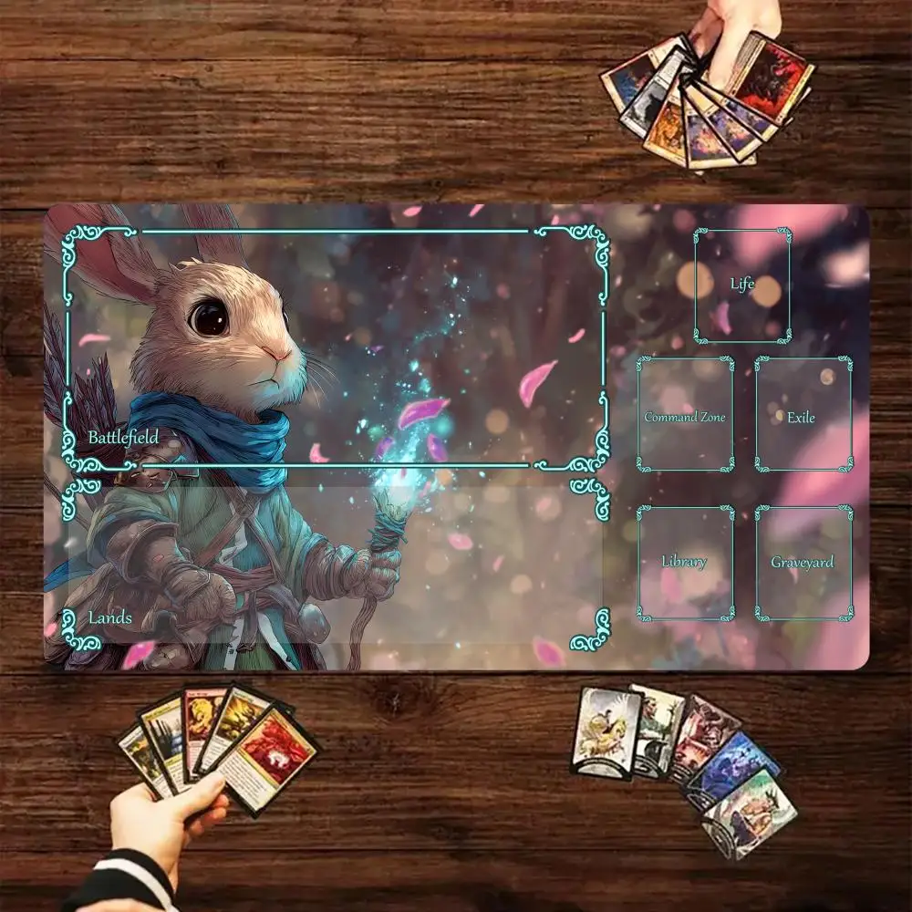 Magic Rabbit Hunter Magic Card Battle Mat TCG Playmat Anti-slip Base 35X60CM Gathering Gaming Mats Board Game Mat for TCG