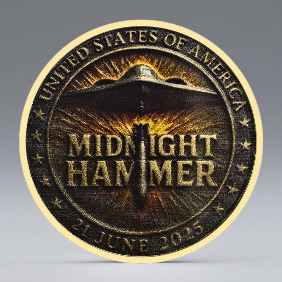 2D Printed Gold Plated UFO Souvenir Coin 21 June 2025 Midnight Hammer Collection Coin