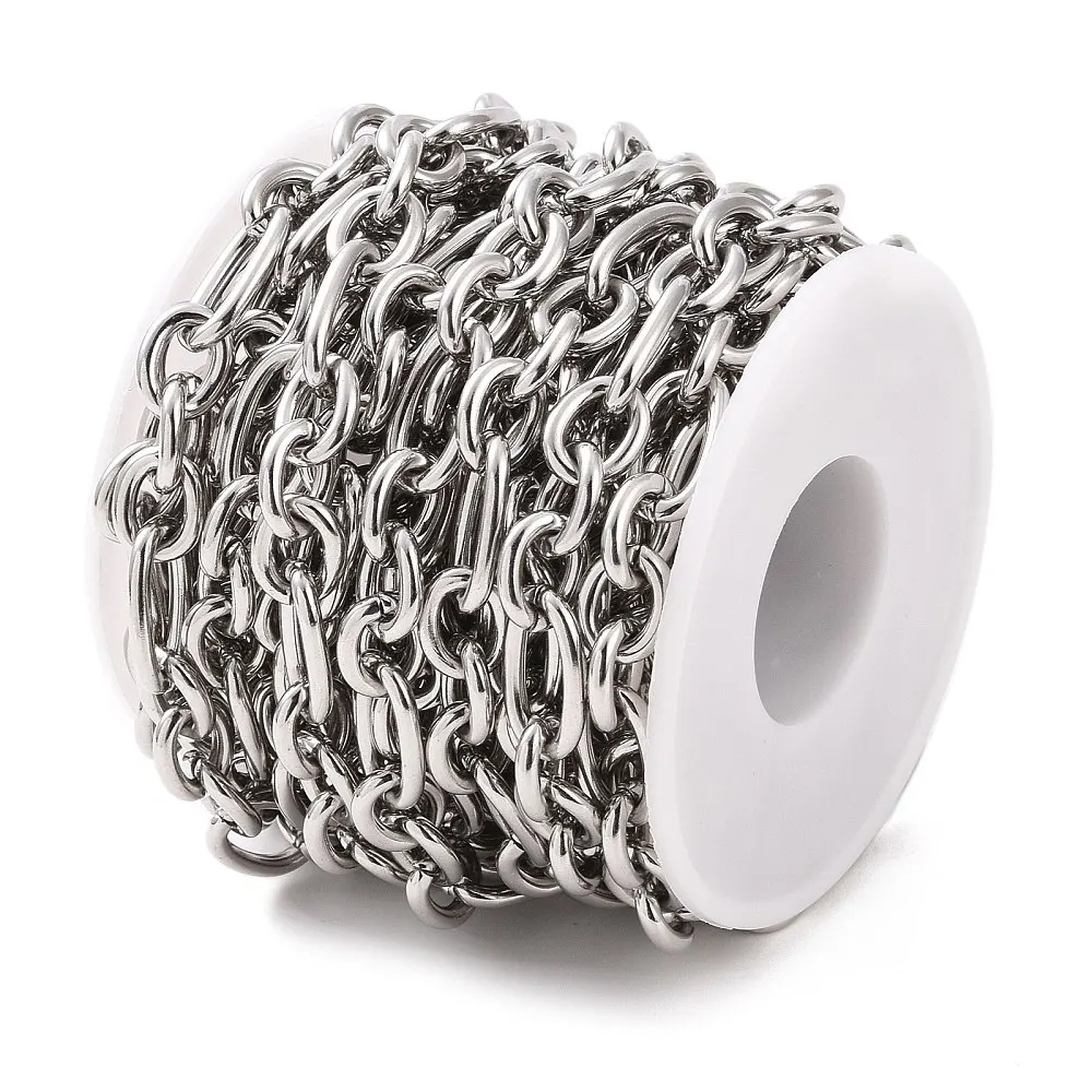 5M/Roll Stainless Steel Figaro Chains Unwelded with Spool Oval Paperclip Cable Chain Link For Bracelet Necklace Jewelry Making