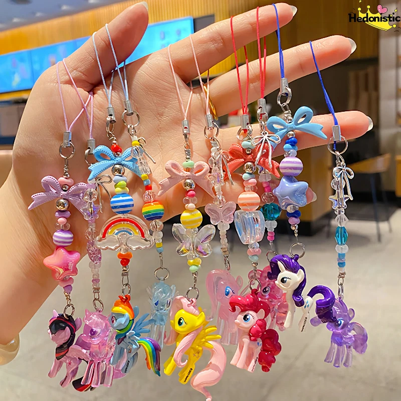 Lindo Mini Pony de Dibujos Animados, Cadena de Cuentas para Teléfono, Llavero, Colgante para Parejas, Mochila, Cartera, Auriculares, Decoración de Coche, Colgante ACG, Regalo Festivo