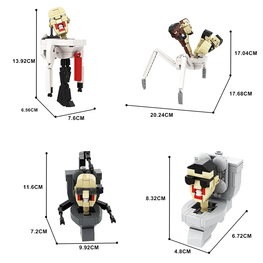 MOC เกม Toileted Man การต่อสู้ Multi Headed Man Building Blocks แว่นตากันแดดห้องน้ํา Man อิฐเสียงยักษ์ Toileted อิฐของเล่นเด็ก