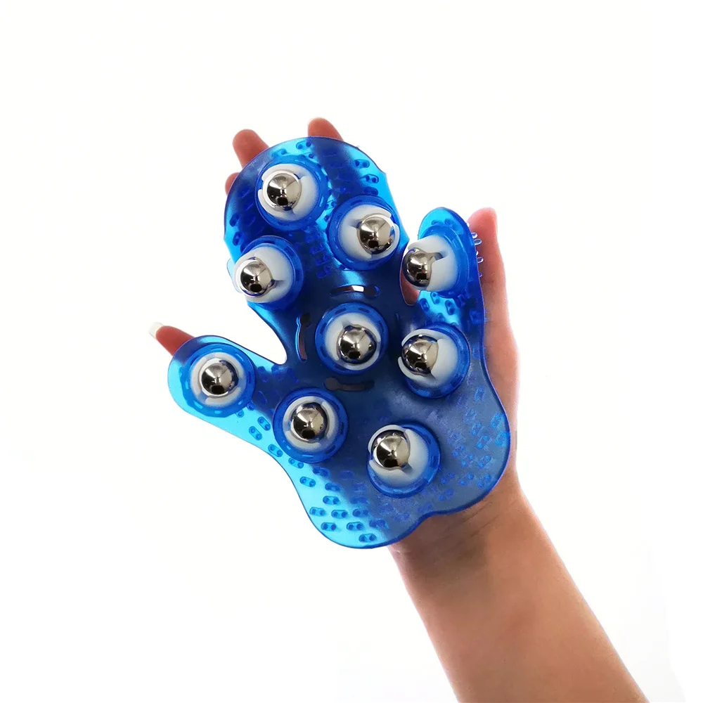 Rolling Ball Body Massage Gloves Acupoint Meridian Unblocking Muscle Pain Relief Relaxation Hand Neck Back Shoulders Health