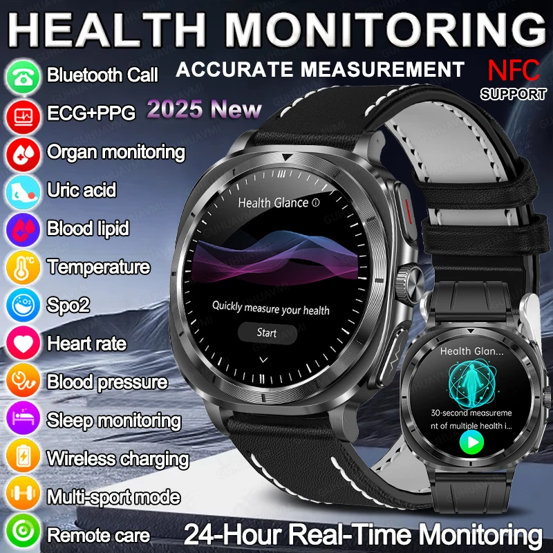 

2025 New For Android iOS Health Smart watch Man Women Uric Acid Body Fat Blood Lipid Blood Pressure BT Call Health Sports Watch