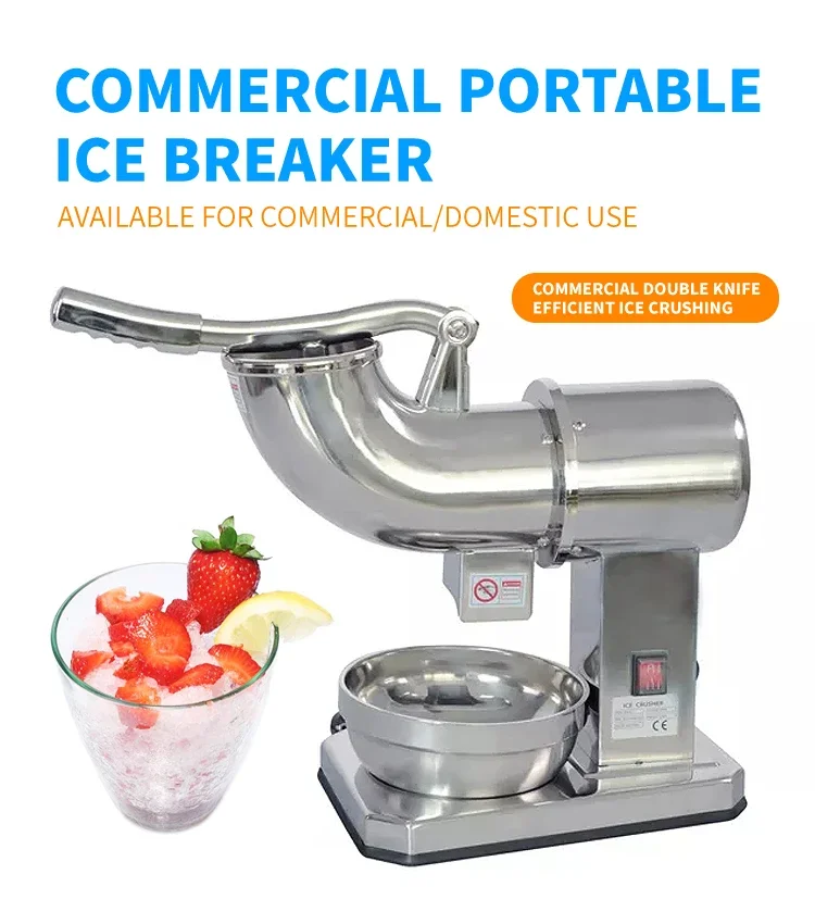 High Quality Home Commercial New Product Automatic Snow Cone Machine Ice Crusher Stainless Steel Ice Breaker Crusher Shaved