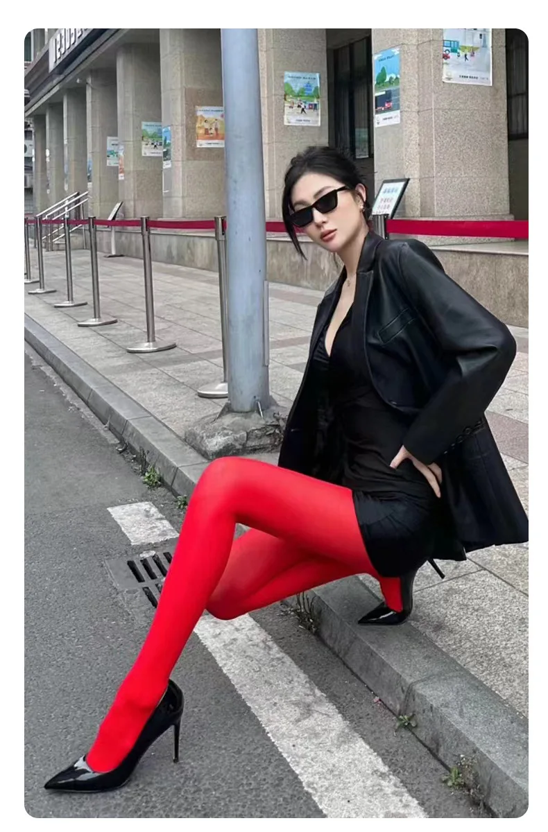 Red Sexy Tights Women Smooth Thin Slim Stocking High Waist Transparent Pantyhose High Elasticity One Piece Ultra Thin Stockings