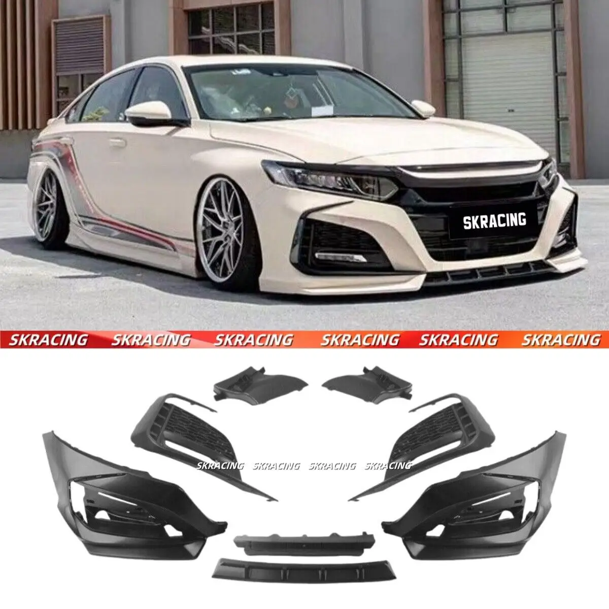 

Fits Honda Accord 10th GEN 2018-2021 Front Bumper Lip Fog Molding Trim Bodykits