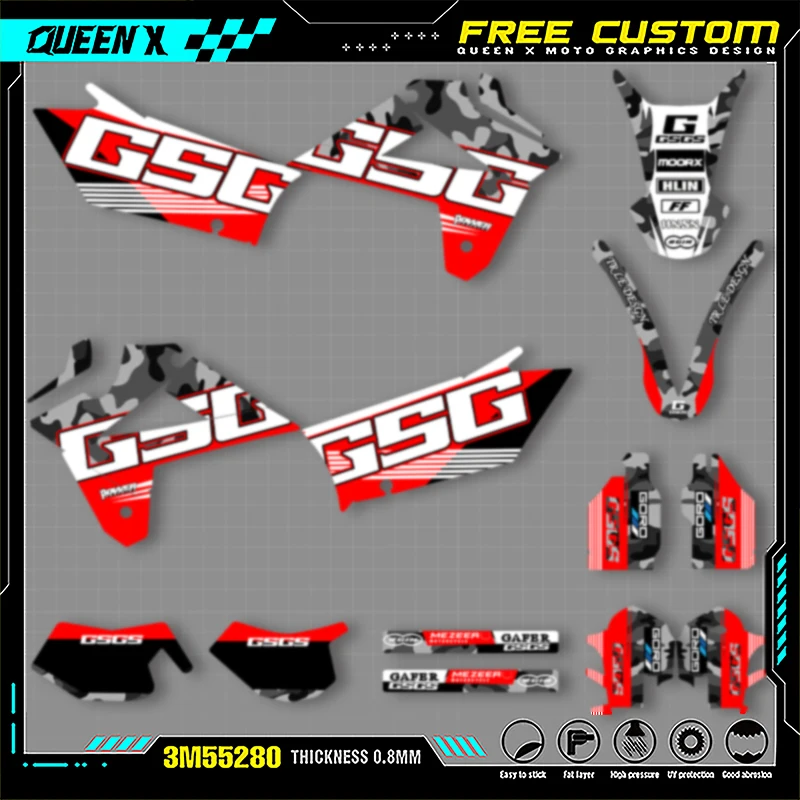 

QUEEN X MOTO Motorcycle Team Graphics Decal & Sticker Kit For GASGAS 2007 2008 2009 EC 001