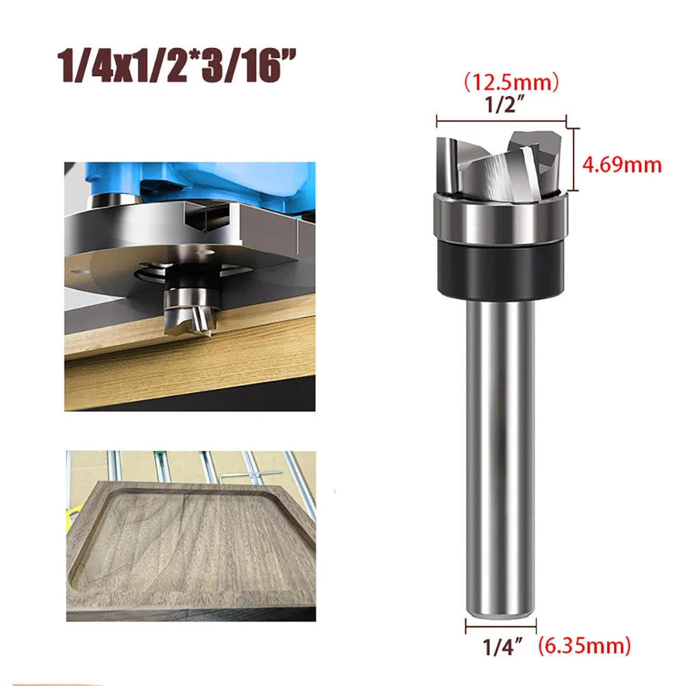 Professional 1/4in Shank 3 Flute Spiral Router Bit With Bearing For Clean Cuts In Wood MDF Plywood And Acrylic Sheets