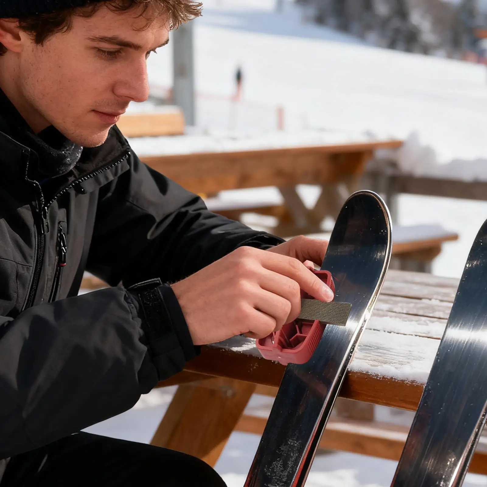 Ski Edge Tuner Ergonomic Alloy Sharpener Tool for Ski Snowboard Maintenance Kit Winter Sports Equipment Care for Family Outdoor
