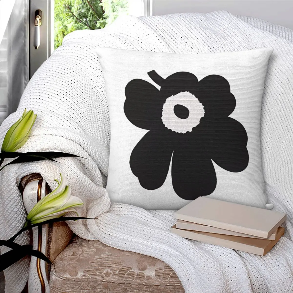 Customizable Nordic Flower Pattern Pillowcase, Cushion, Car, Zipper, Decorative Pillowcases, 06