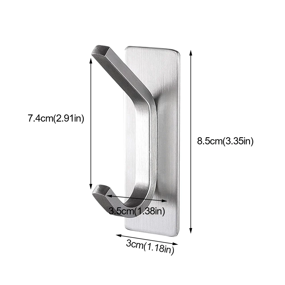 4 ชิ้นหมวกผ้าเช็ดตัวแขวนกระเป๋าประตูห้องนอนห้องครัวสแตนเลสห้องน้ํา Heavy Duty Self กาวตะขอติดผนัง