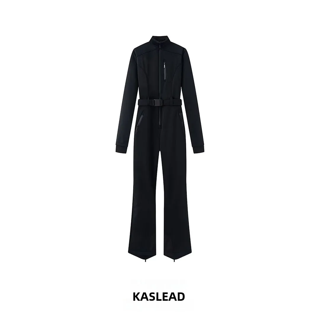 

KASLEAD Новая женская модная простая облегающая цельная комбинезон-костюм для снега в уличном стиле с прямыми длинными брюками из полиэфирного волокна