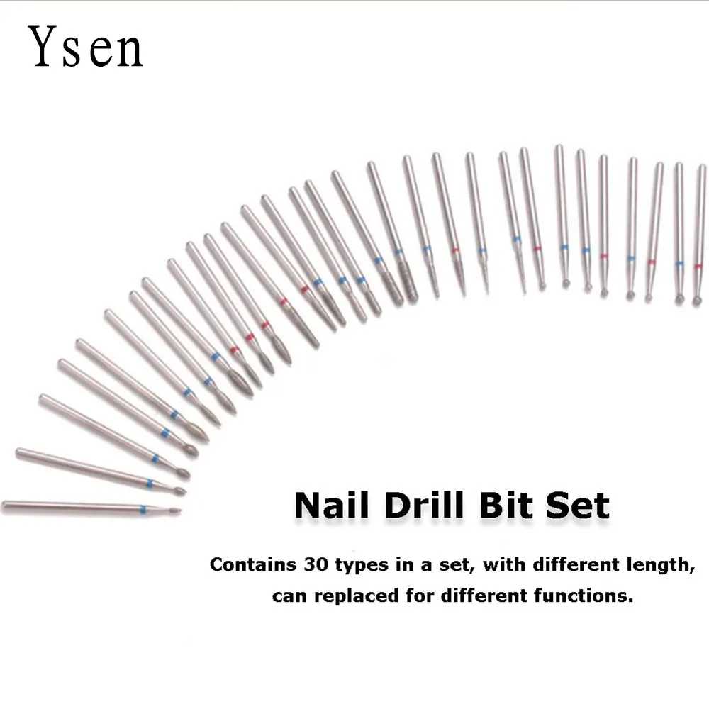 30-delige diamanten nagelboren set frees roterende braamsnijder schone vijlen voor elektrische manicure machine accessoire