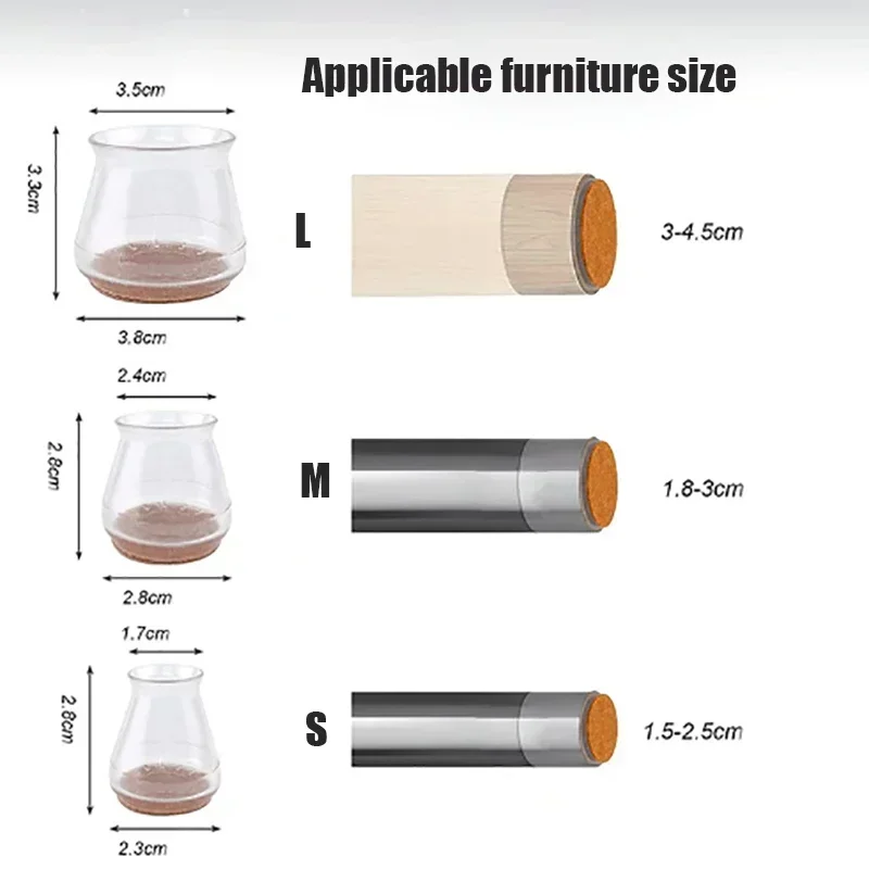 4/24pcs Silicone Chair Leg Protectors with Felt Pads – Scratch-Free Furniture Caps, Easy Glide, Noise-Reducing image 6
