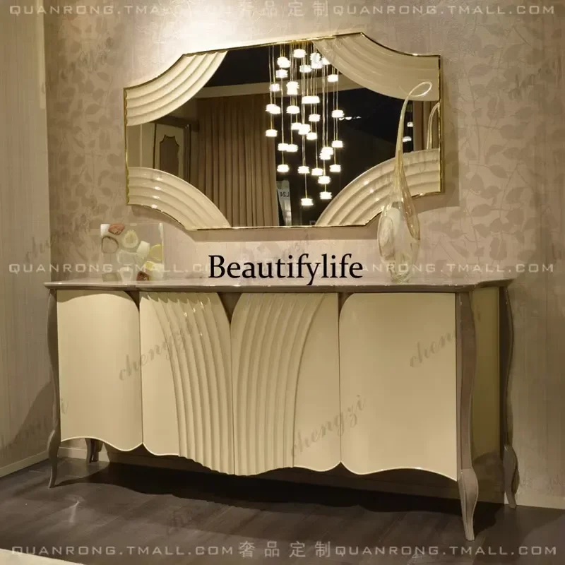 for Entrance Cabinet Solid Wood Painted Shoe Cabinet Light Luxury Dining Side Cabinet New Model