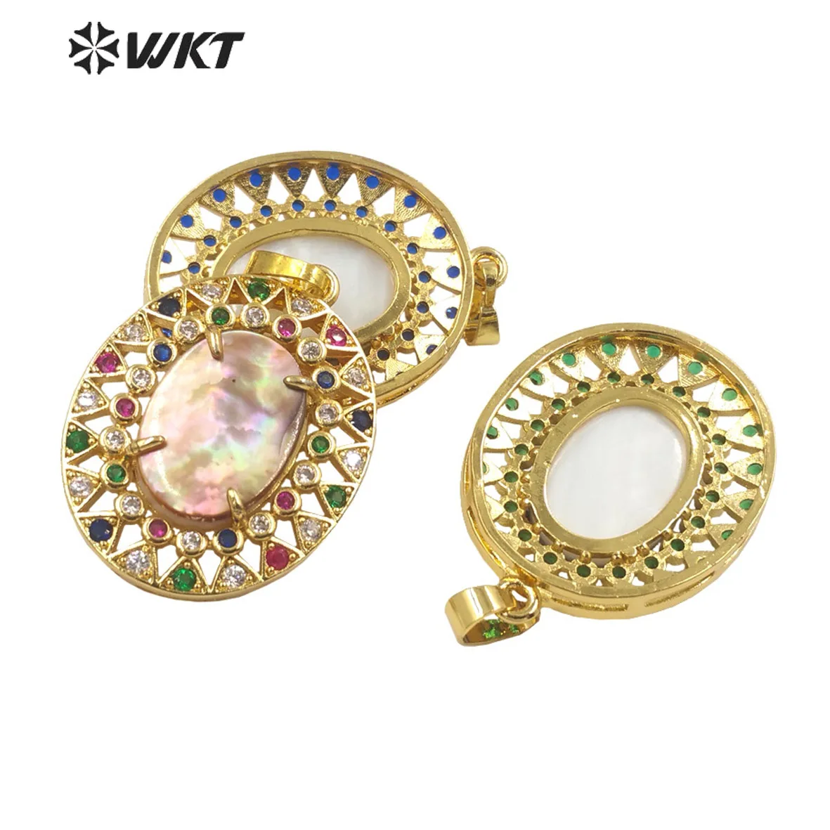 WT-MP273  WKT 2023 Attractive Shell&Cubic Zircon Oval Design With Women Pendant Jewelry Accessory