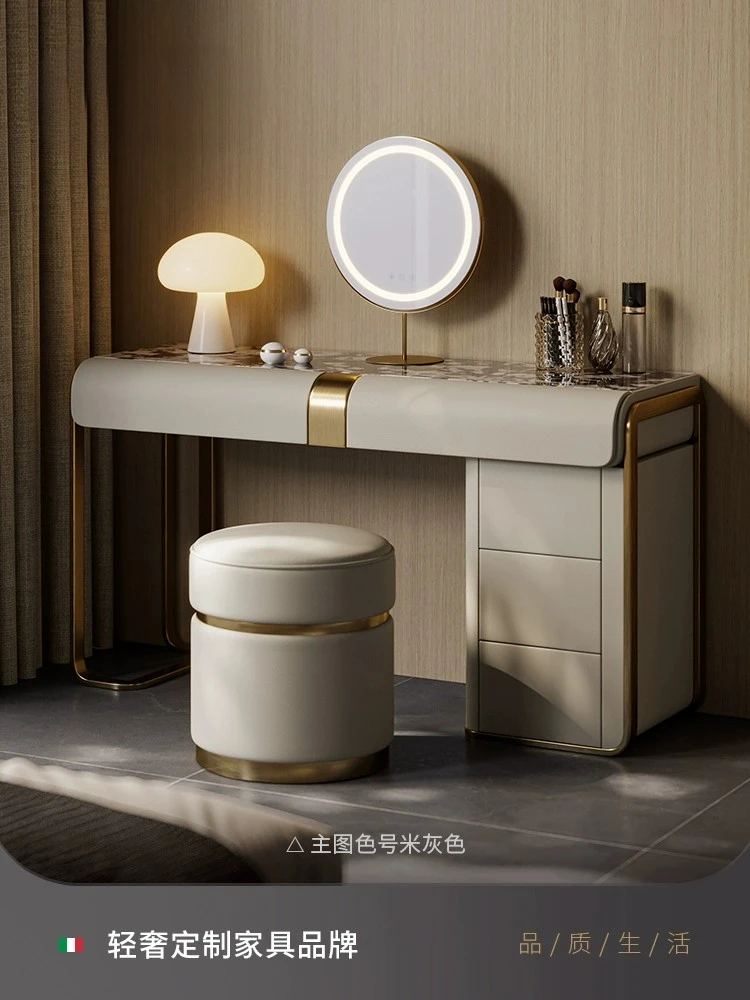 

Italian simple dressing table Bedroom modern small apartment high-end custom minimalist marble light luxury one makeup table