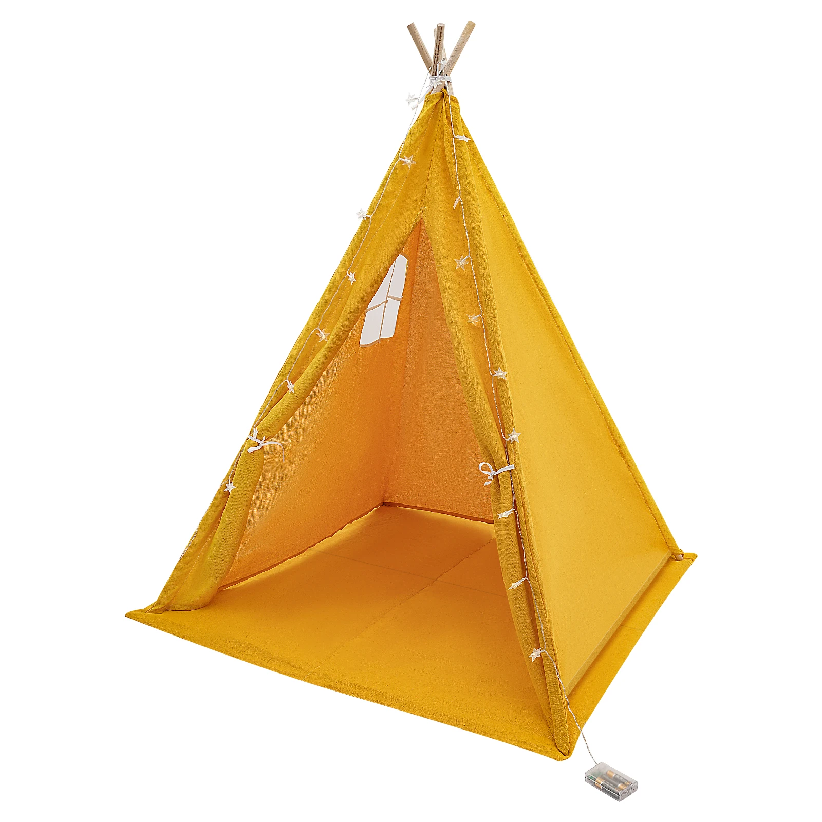 Tipi-Zelt für Kinder – Spielzelt aus 100 % Baumwolle und Leinen mit gepolsterter Matte und Sternlichtern, faltbares Indoor-Spielzelt für Mädchen und Jungen – Detail 14