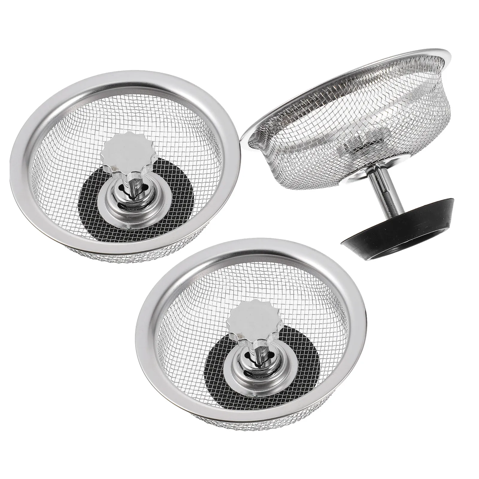 

3Pcs Stainless Steel Kitchen Sink Strainer Set Universal Drain Filter Mesh Strainer for Food Hair Debris Prevention Easy Clean