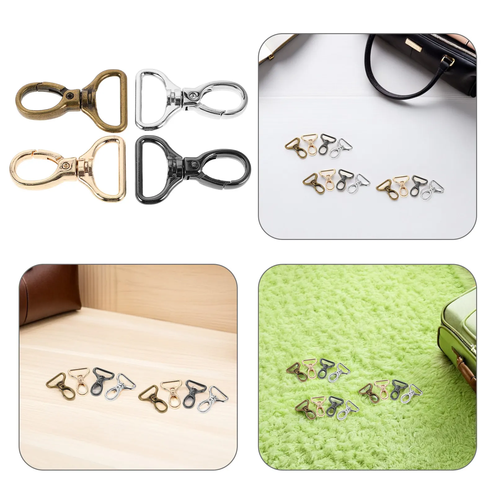 16Pcs Swivel Lobster Clasps Metal Rotatable Trigger Snap Hook D-Shaped 25Mm Inner Diameter for Jewelry DIY Bags Accessories
