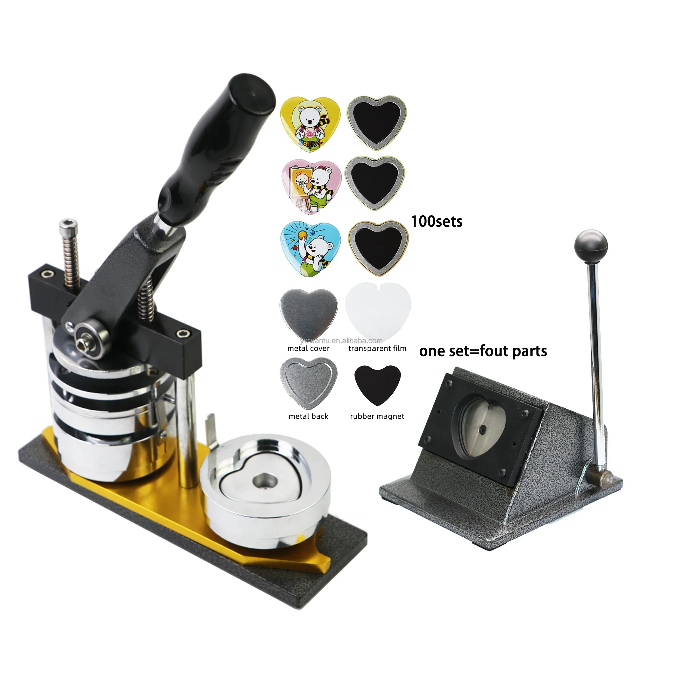

57*53mm Heart Shaped Badge Machine +Cutter +100pcs Magnet Material