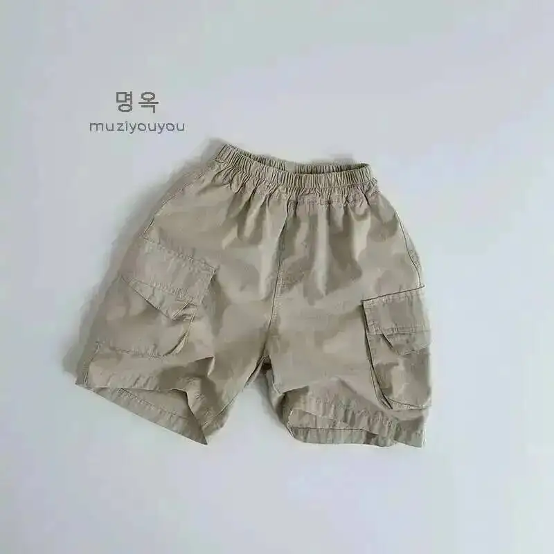 Frühling Sommer Kinder Shorts 1-8Y Jungen Baumwolle Taschen Feste Kurze Hosen Hosen Koreanische Kleinkind Tragen Für Kinder Klei – Detail 4