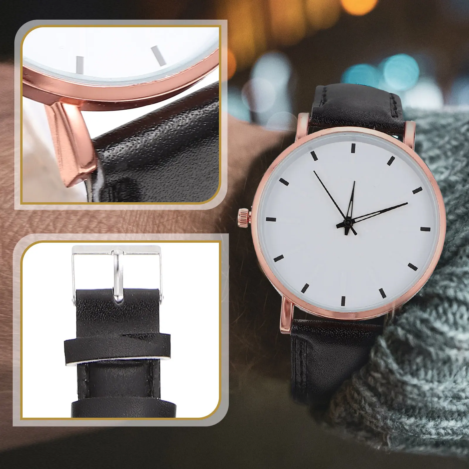 Men Wrist Watch Thin Quartz Movement Delicate Appearance Lightweight Exquisite Finish Glass Alloy Casual Business Gift