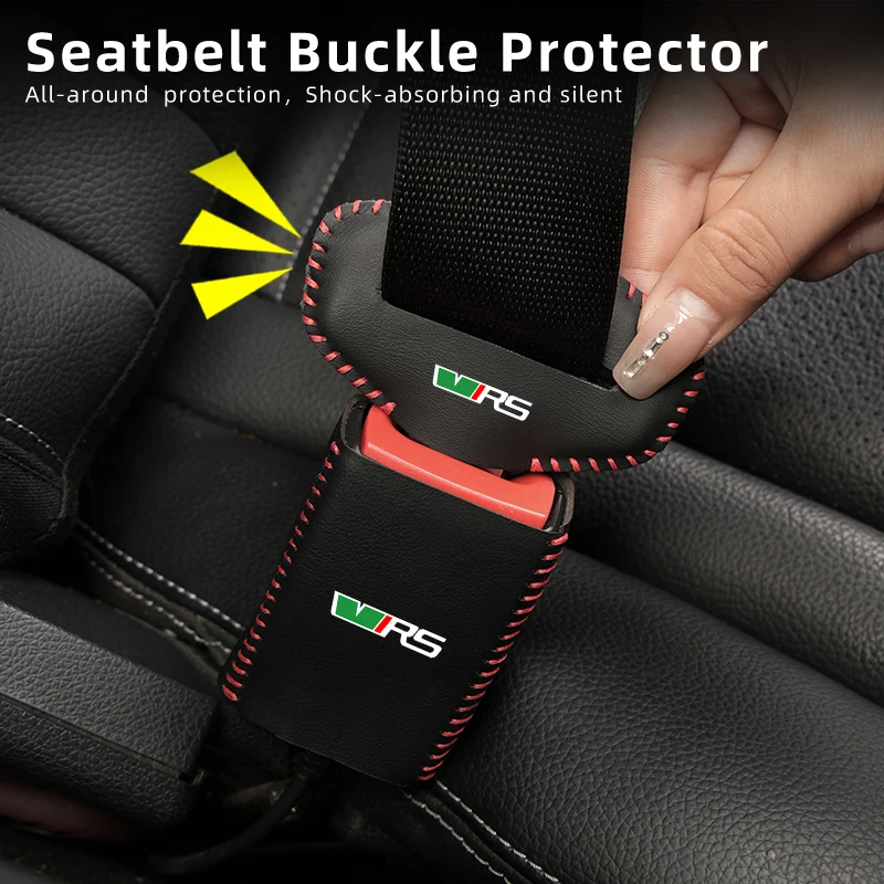 Car Seatbelt Protector Leather Seats Safety Buckle Base Cover For Skoda VRS Octavia Kamiq Kodiaq Karoq RS Superb Rapid Favorit