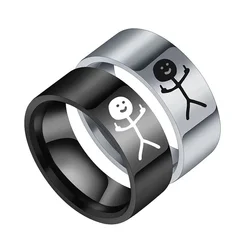 Stainless Steel Stickman Ring Trend Hip Hop Doodle Rings For Man Simple Hip Hop Jewelry Gifts