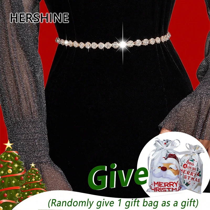 حقيبة هدايا نسائية عصرية بحزام على شكل سلسلة خصر من حجر الراين الذهبي من HERSHINE، إكسسوارات فستان أنيقة، هدايا عيد الشكر وعيد الميلاد