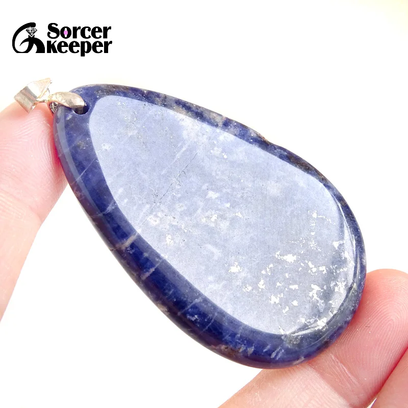 Natural Healing Gemstone Pendant Sodalite Crystal Water Drop Pendant Blue-vein Stone Quartz Polished Necklace Jewelry Gift BA688