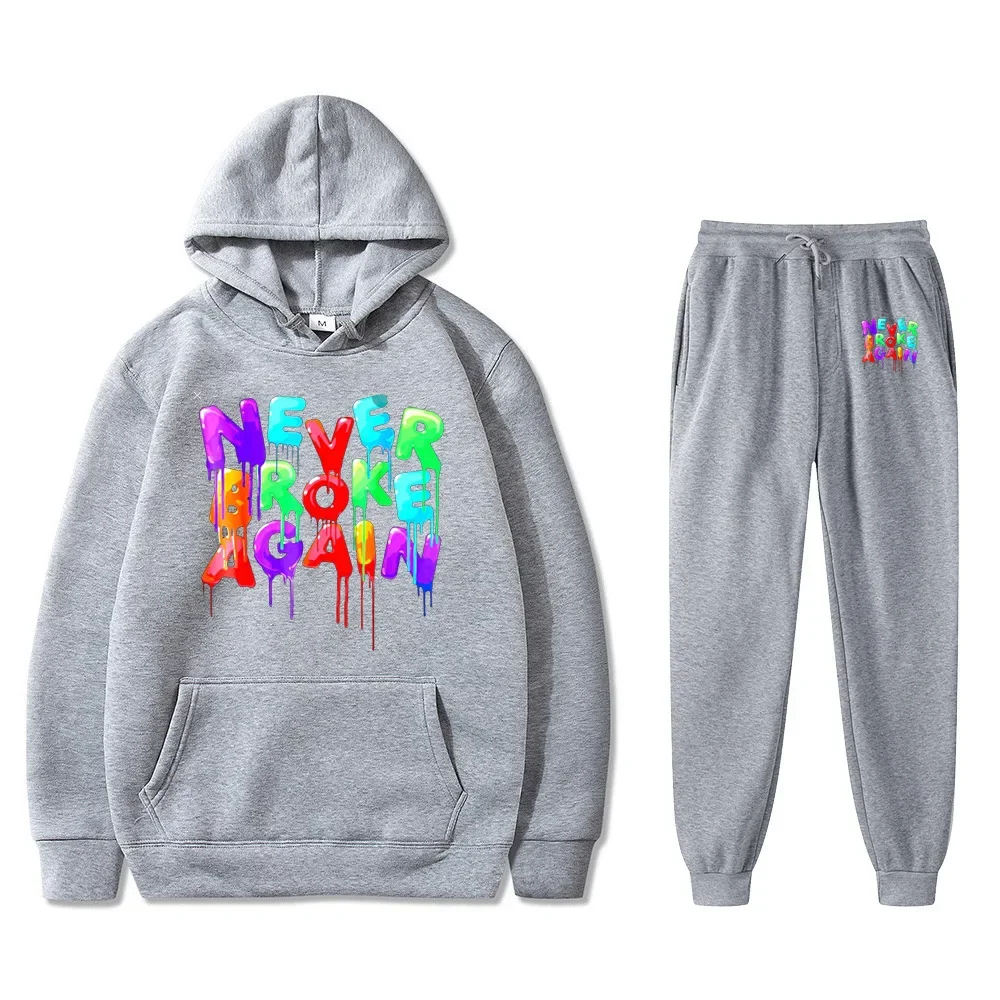 2025 outono/inverno conjunto de moletom masculino e feminino-letra impressão-multi-cor moda retro hip-hop conjunto de roupas esportivas