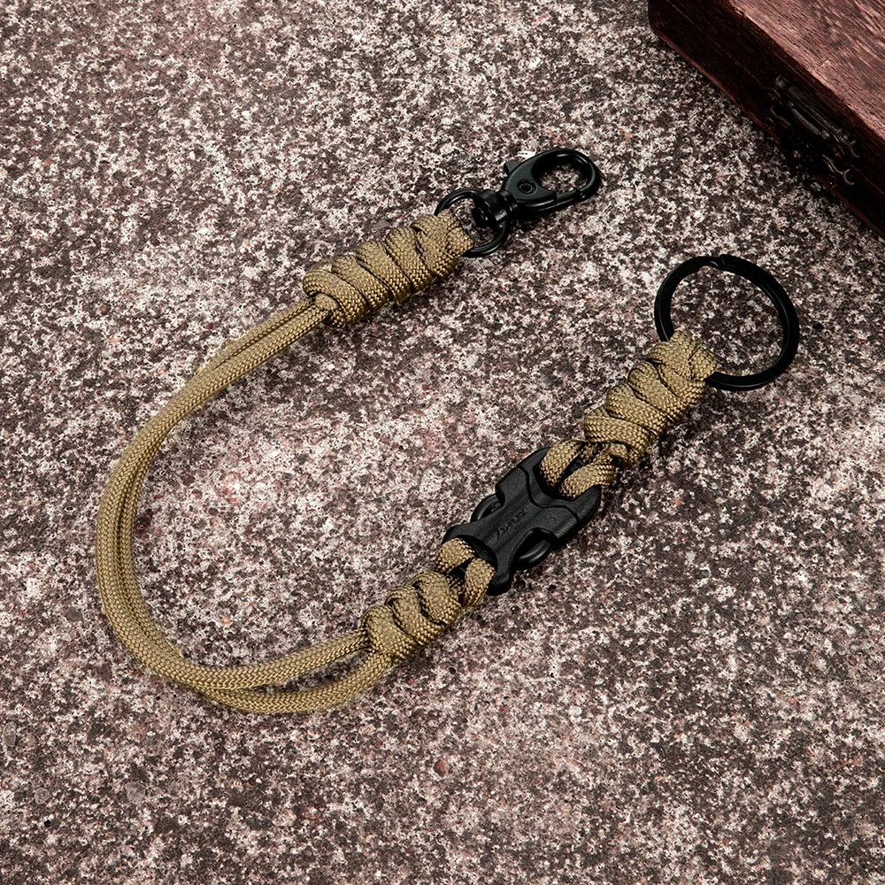 MKENDN Outdoor Rock Climbing Paracord Rope Keychain Handmade Braided Survival Emergency Lanyard Removable Clip Closure Key Ring