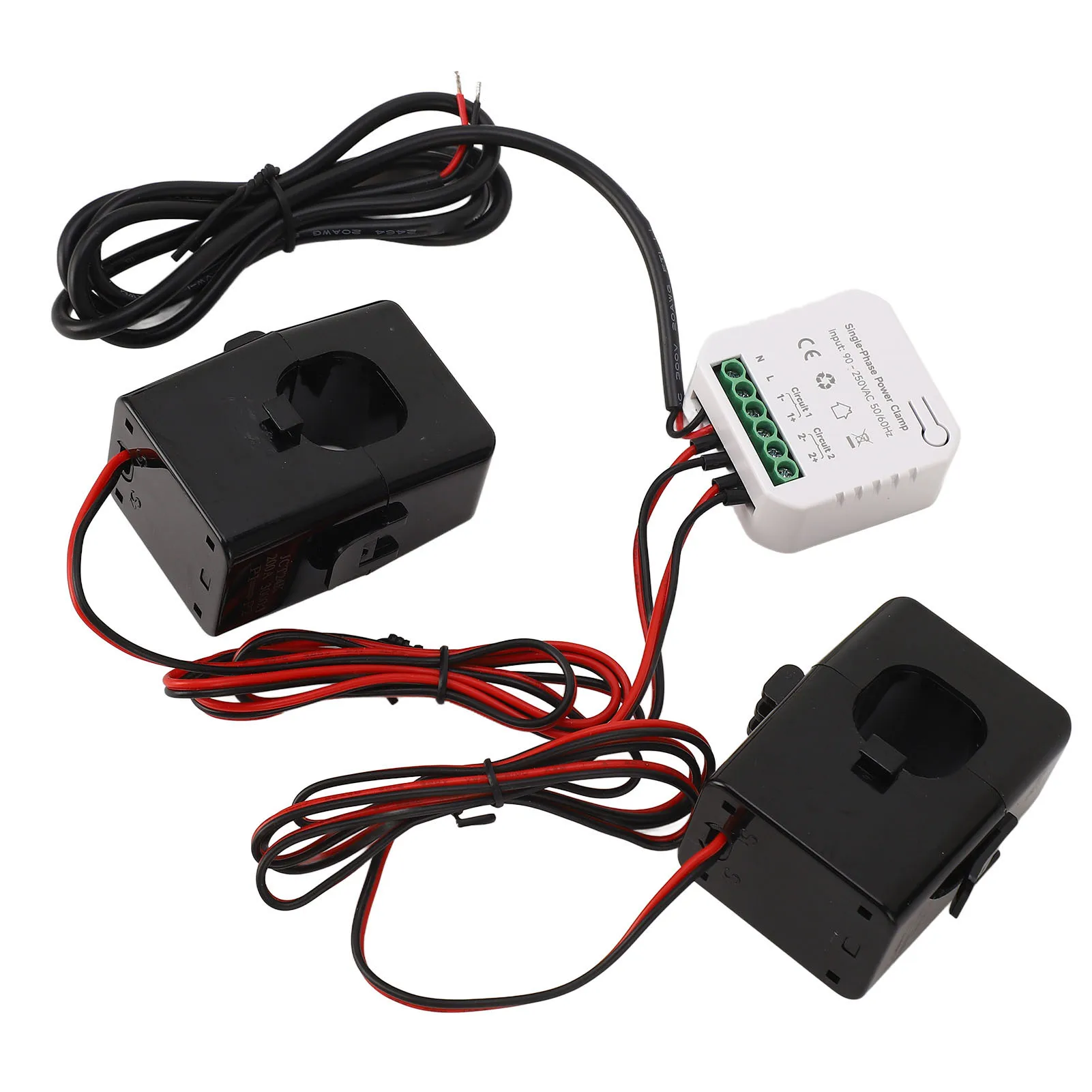 Power Energy Monitor Smart Energy Meter APP Monitoring Power Electricity Monitor with 2x200A Current Transformer AC90‑