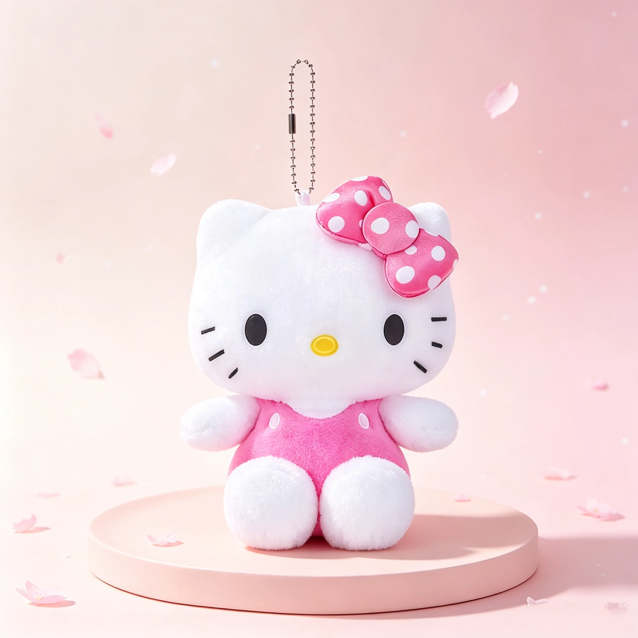 Official Authentic Sanrio Polka Dot Series Hello Kitty Plush Keychain, Lovely Polka Bow Fluffy Bag Charm, Premium IP Collectible