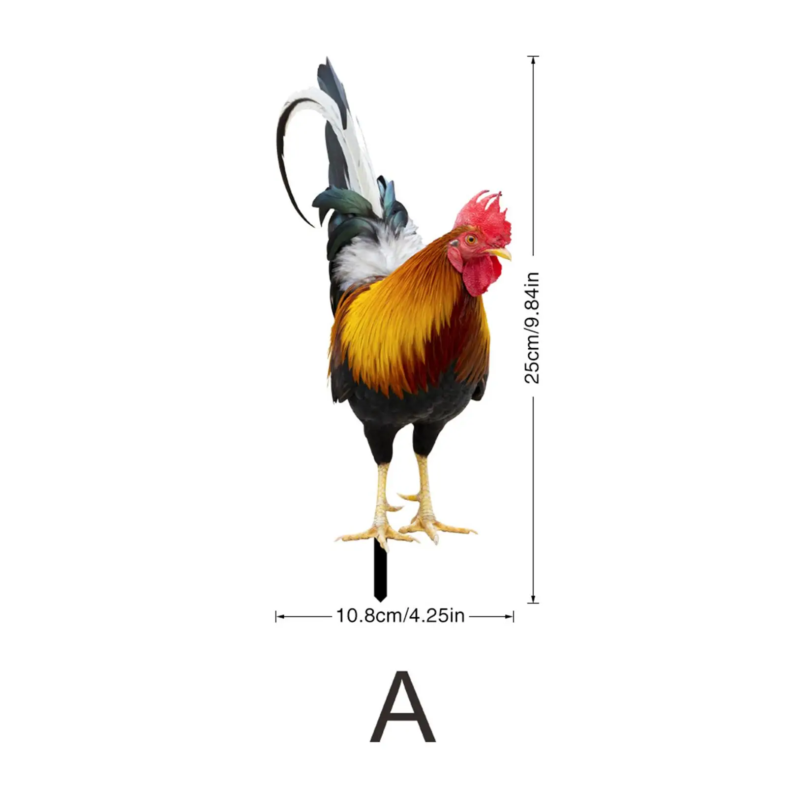 Rooster Animals Acrylic Statue Stake Decor for Outdoor Gardens Garden Ornaments Sculpture and Backyard Yard Decorating