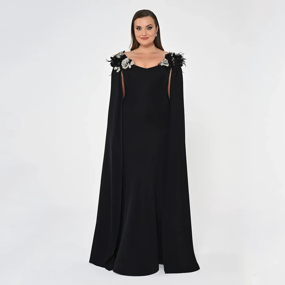 

Простые вечерние платья Элегантные вечерние платья русалки с длинными рукавами и цветами длиной до пола, платья для выпускного вечера по индивидуальному заказу 2025