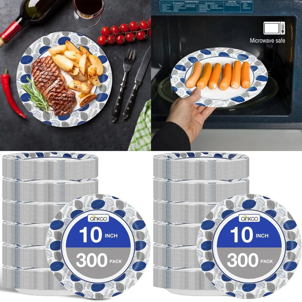 

100 Pack 10 Durable Paper Plates, Leak-Resistant & Cut-Proof, Ideal for Parties, Picnics, Holidays & Everyday Use