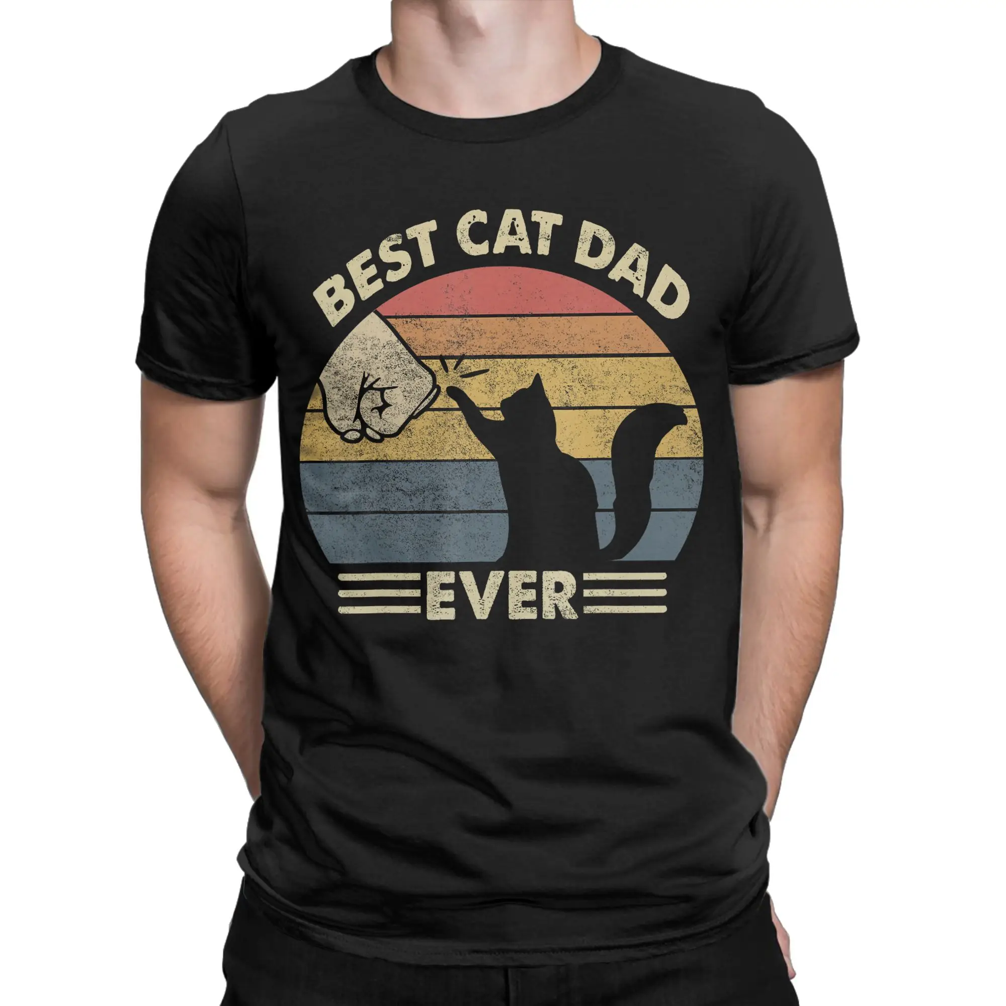 Cat Shirt Best Cat Dad Ever Cat Lover T-Shirt Summer  T-Shirts For Men Casual Tee Shirt Short Sleeves Vintage Top Tees