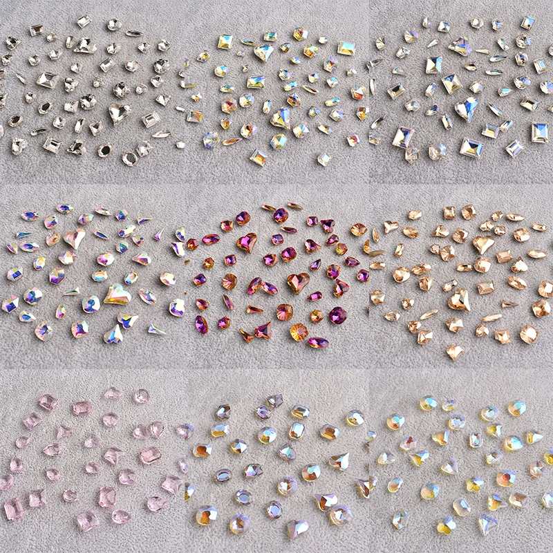 Pointed Bottom Mixed Shape Nail Art Rhinestone Color Shiny High Quality Crystal Gemstone 3D Fingernail Decoration