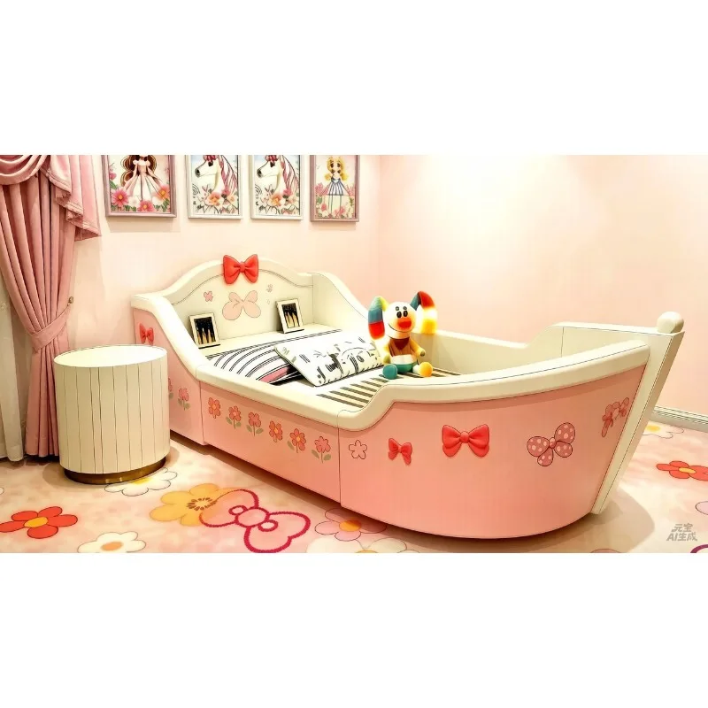 Children's bed girl single bed girl personality creative bedroom furniture cartoon childlike princess girl bed pirate ship