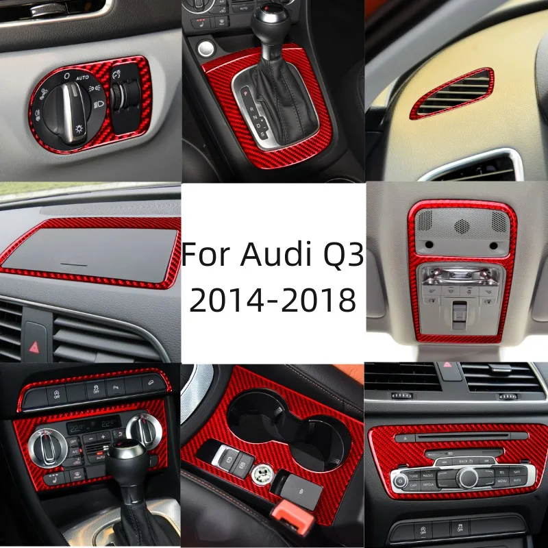 

Red Car Interior Decoration Carbon Fiber Sticker For Audi Q3 2014 2015 2016 2017 2018 Styling Accessories