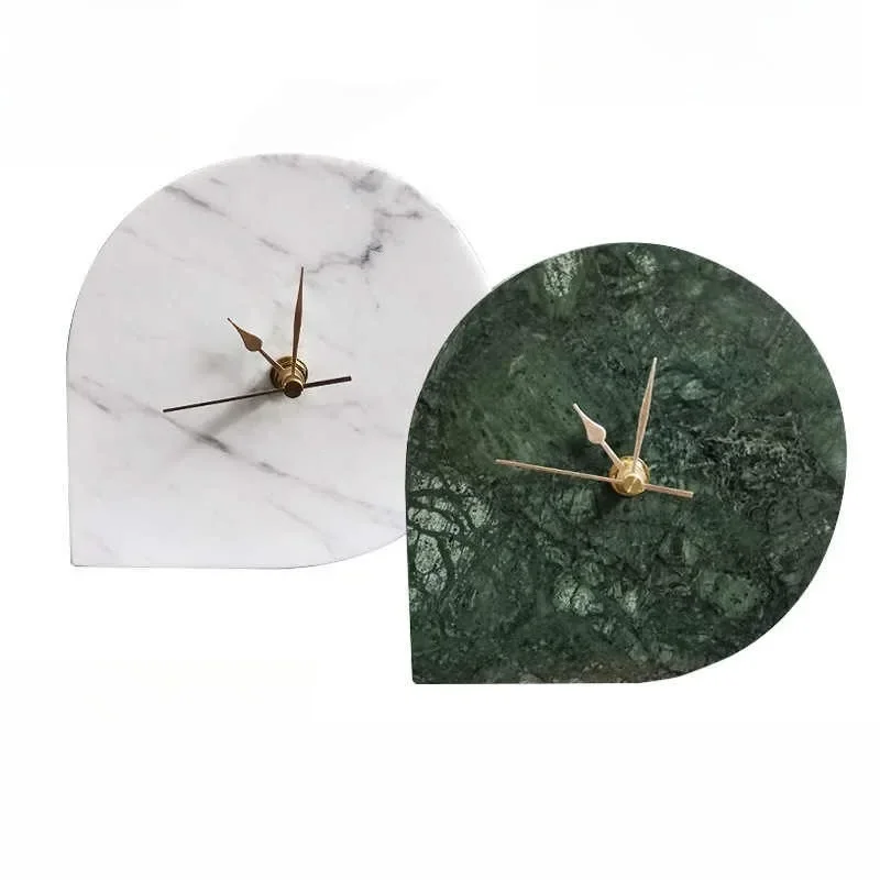 Creative Table Clock Modern Miniature Desk Clock Light Luxury Marble Clocks Ornaments Living Room Art Decoration Accessories